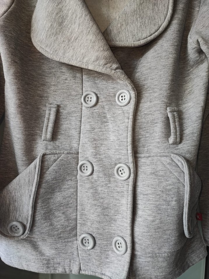 Gri Düğmeli Midi Ceket - Görsel 3