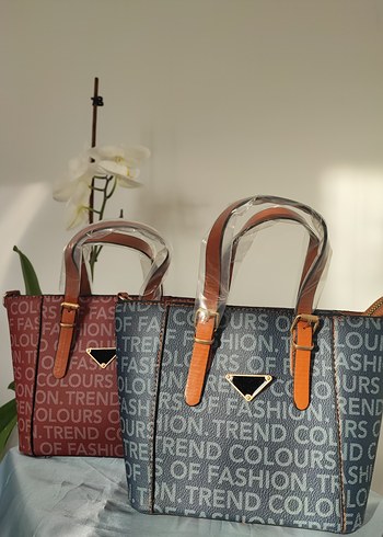 Renkli Baskılı Kahverengi Deri Kadın Çanta - Görsel 3