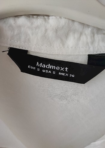 Düğmeli Beyaz Keten Kadın Gömlek - Görsel 5