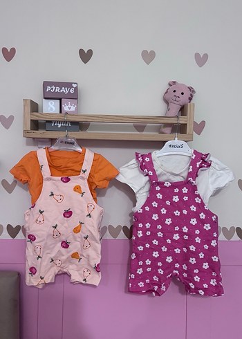 HelloBaby Renkli Baskılı Dantelli Bebek Kız Tulum