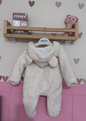 Beyaz Kürklü Bebek Kız Tulumu - Görsel 5