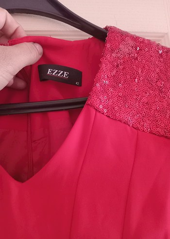 38 Beden pembe Renk V Yaka Pembe Midi Elbise