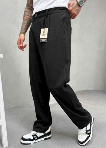 2K Siyah Regular Fit Sokak Stili Pantolon