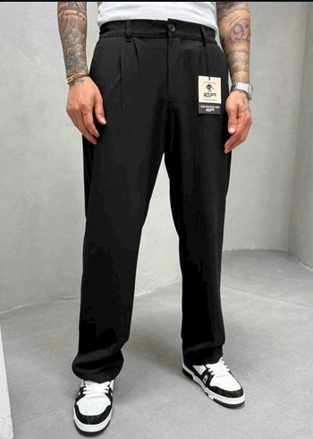 Siyah Regular Fit Sokak Stili Pantolon