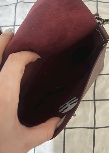 Diğer Bordo Deri Tokalı Kadın Çanta