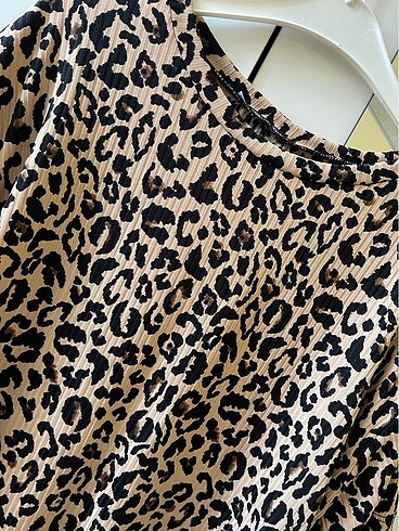Leopar desenli bluz