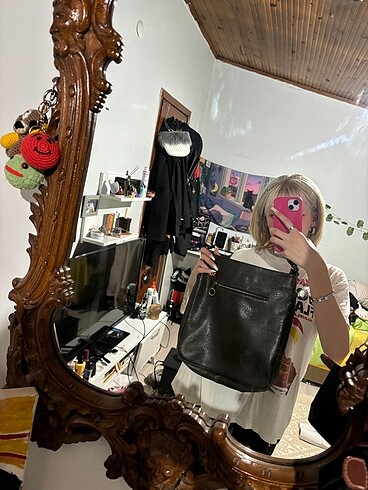 Deri vintage postacı çanta - Görsel 3