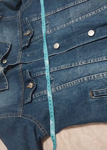 Düğmeli Mavi Kadın Denim Ceket - Görsel 4