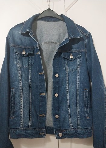 Düğmeli Mavi Kadın Denim Ceket - Görsel 3