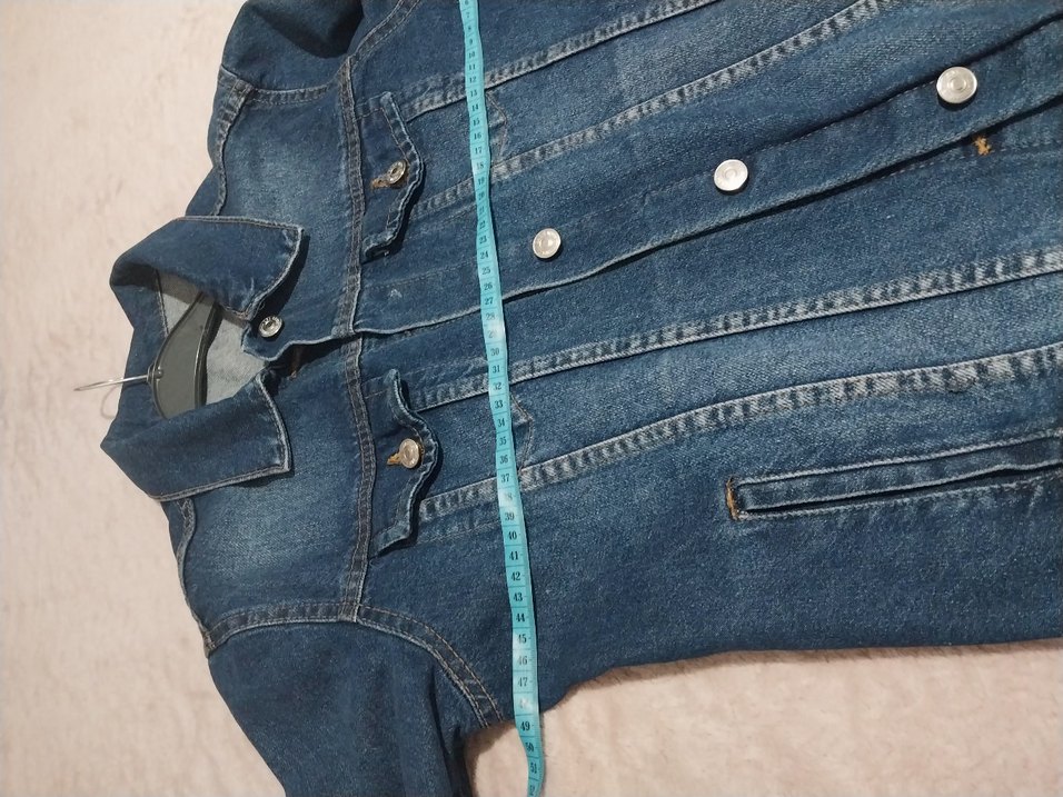 Düğmeli Mavi Kadın Denim Ceket - Görsel 4