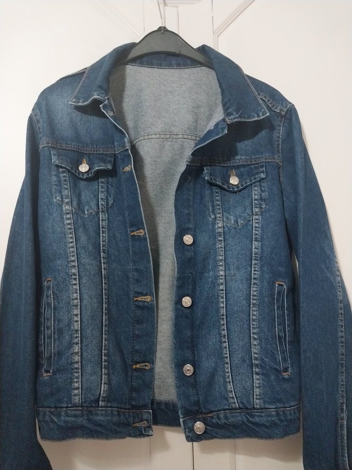 Düğmeli Mavi Kadın Denim Ceket - Görsel 3