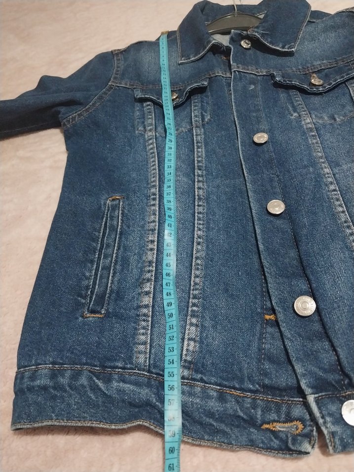 Düğmeli Mavi Kadın Denim Ceket - Görsel 5