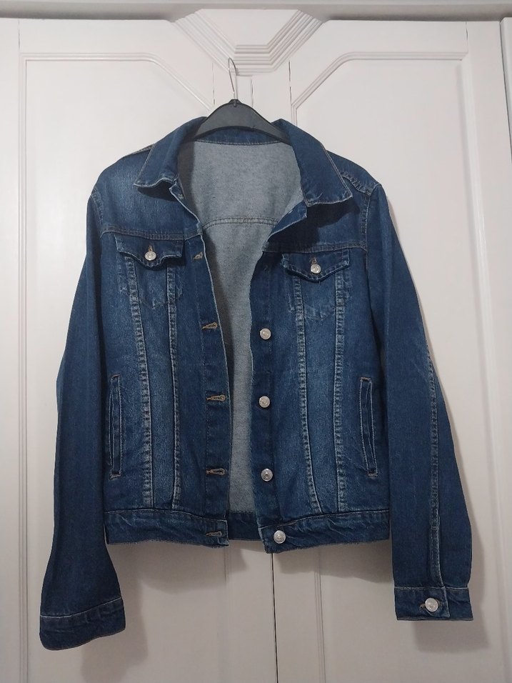 Düğmeli Mavi Kadın Denim Ceket - Görsel 2