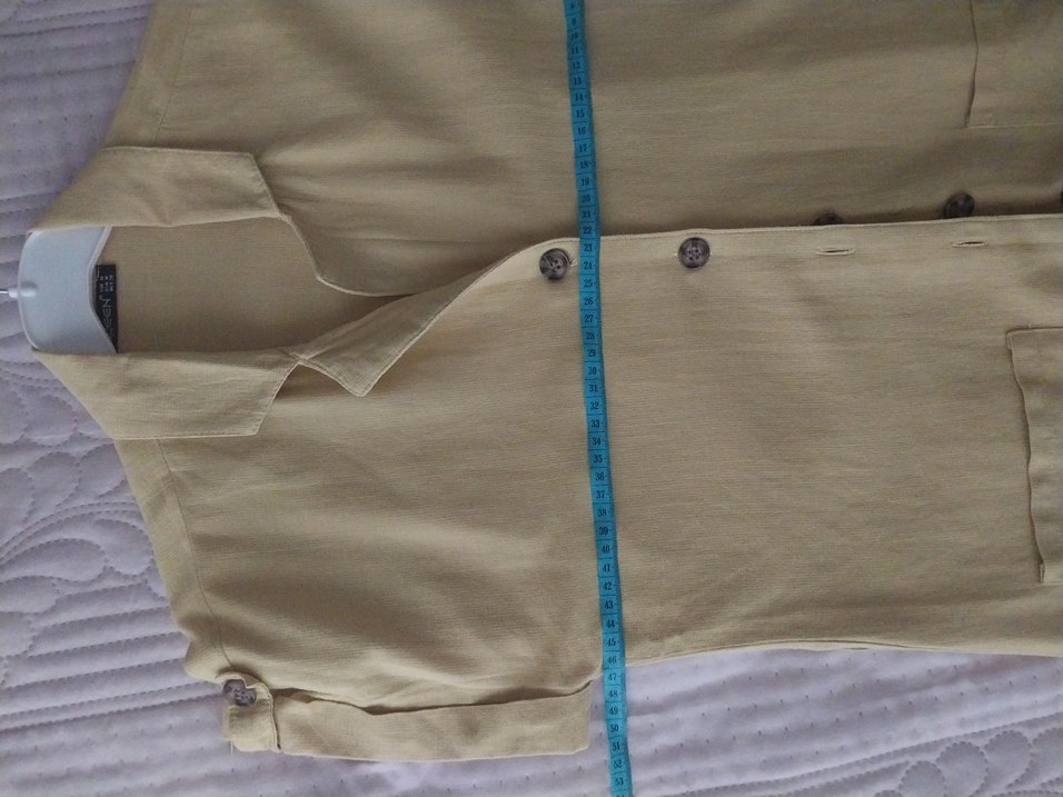 Bej Düğmeli Kolsuz Midi Keten Elbise - Görsel 5