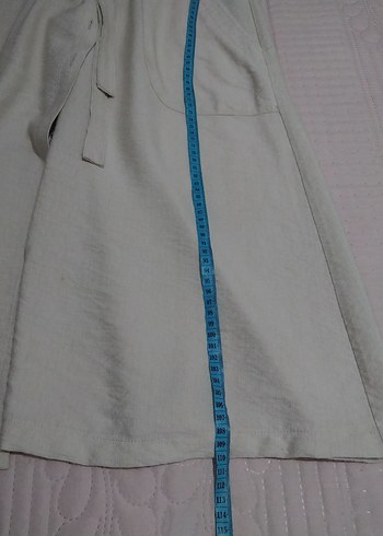 Bej Kemerli Keten Uzun Kadın Elbise - Görsel 5