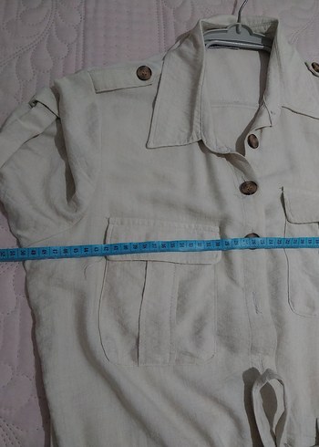 Bej Kemerli Keten Uzun Kadın Elbise - Görsel 6