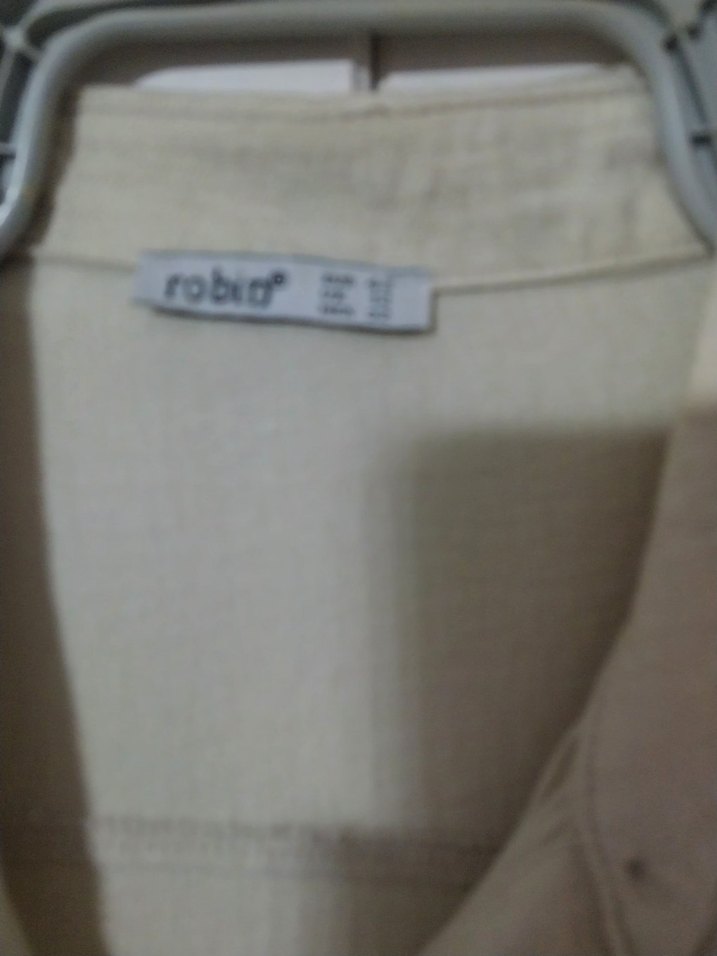 Bej Kemerli Keten Uzun Kadın Elbise - Görsel 4