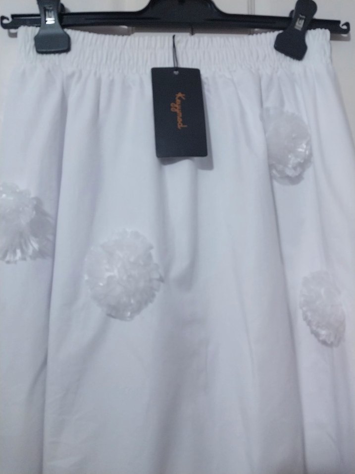 Kadın Beyaz Pamuklu Uzun Etek - Görsel 4