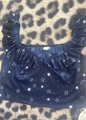 Fırfırlı Straplez Lacivert Kadın Bluz - Görsel 2