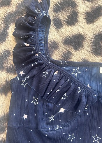 Fırfırlı Straplez Lacivert Kadın Bluz - Görsel 3