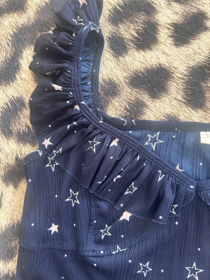 Fırfırlı Straplez Lacivert Kadın Bluz - Görsel 3