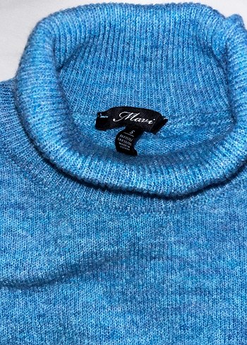 Kadın Mavi Boğazlı Triko Kazak - Görsel 2