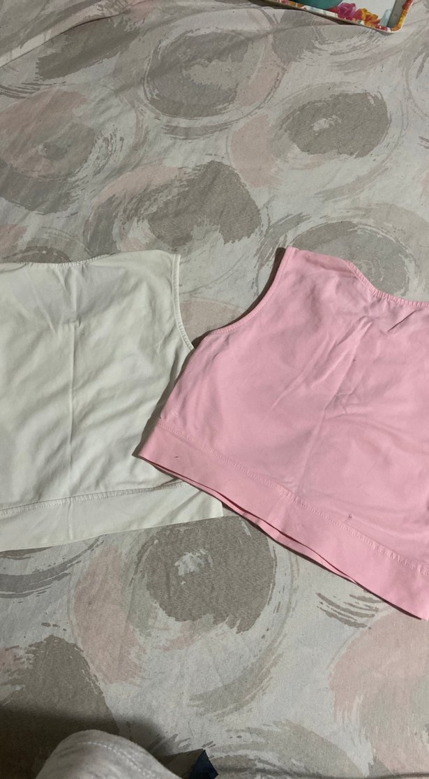 Pembe beyaz Pamuklu Kolsuz Mini crop s-m - Görsel 4