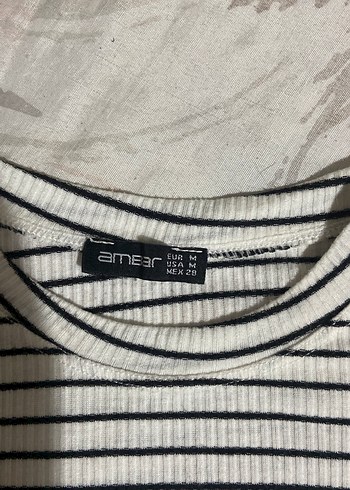 Kadın Çizgili Kısa Kollu Pamuklu Tişört - Görsel 3