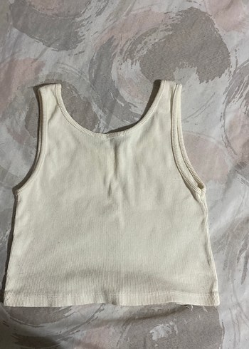 Beyaz Keten Basic Kadın crop - Görsel 2