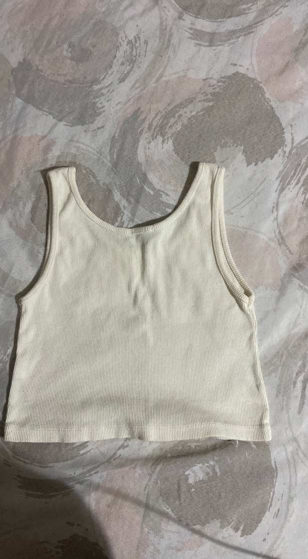 Beyaz Keten Basic Kadın crop - Görsel 2