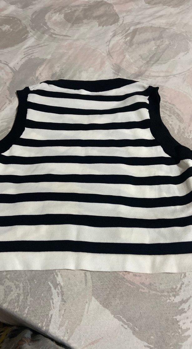 Çizgili Yüksek Yakalı Kadın crop - Görsel 3