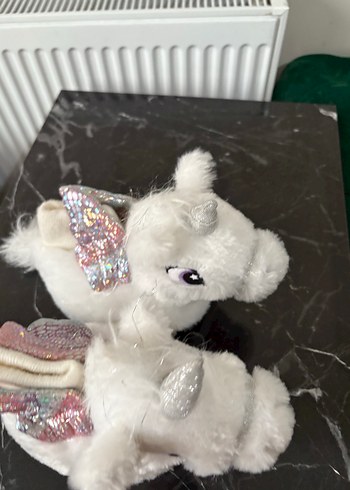 Kızlar için Beyaz Kürklü Unicorn Ev Terliği - Görsel 7