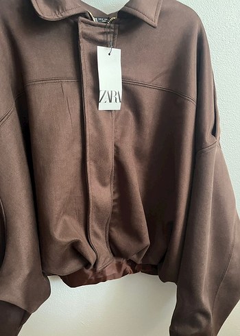 Zara zara süet kadın kahverengi bomber ceket
