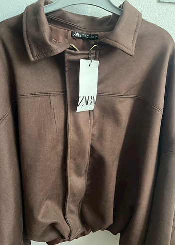 l Beden zara süet kadın kahverengi bomber ceket