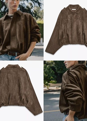 zara süetkadın kahverengi bomber ceket