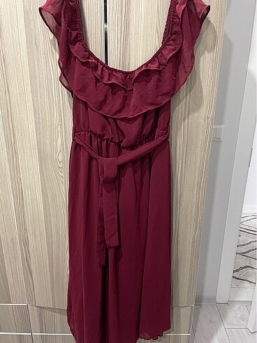 Bordo şifon elbise