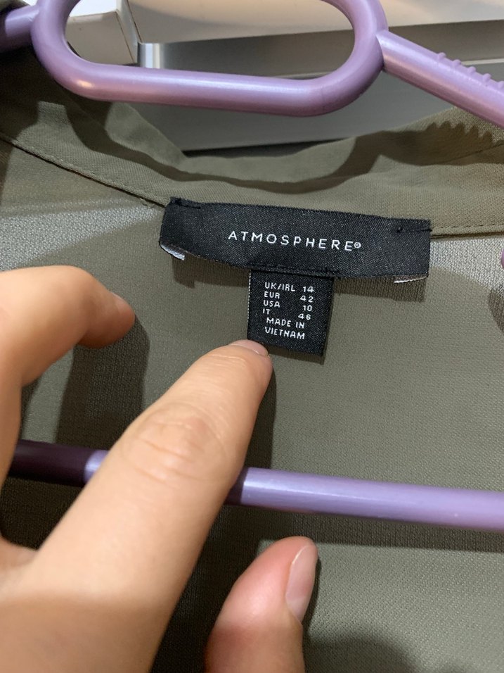 Haki yeşil şifon gömlek - Görsel 2