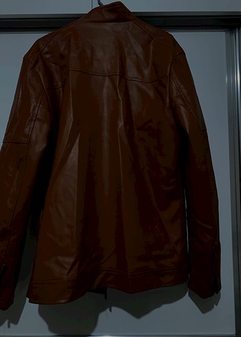 Kahverengi Erkek Deri Biker Ceket - Görsel 2