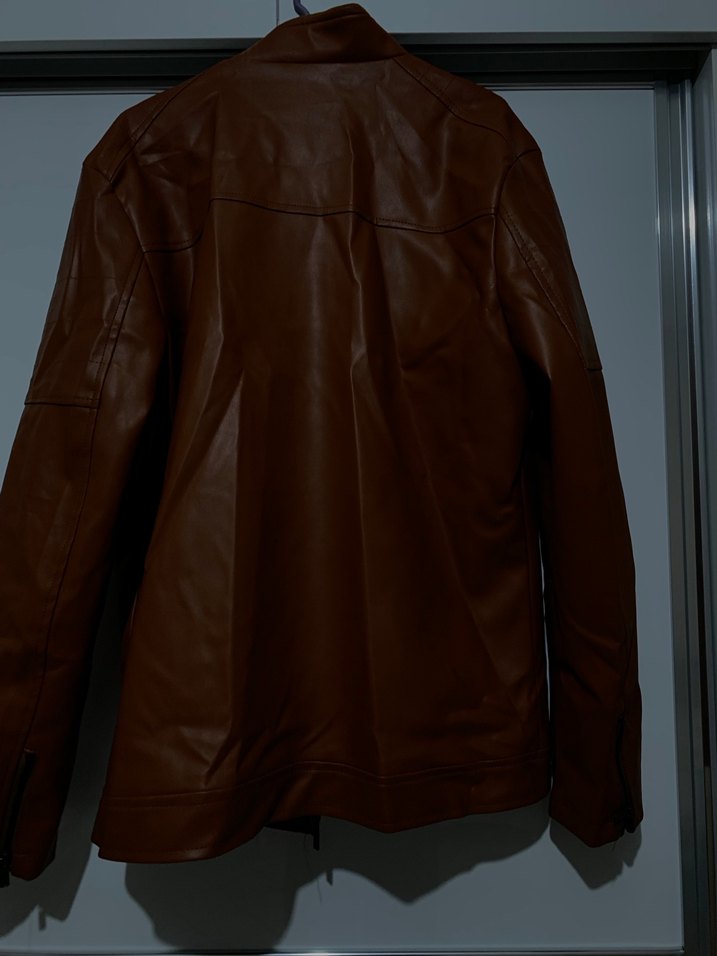 Kahverengi Erkek Deri Biker Ceket - Görsel 2
