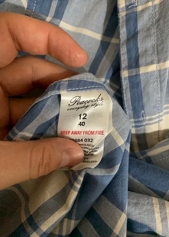 Mavi Ekoseli Uzun Kollu Gömlek - Görsel 2