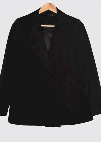 34 Beden Düğmeli Siyah Kadın oversize Blazer Ceket