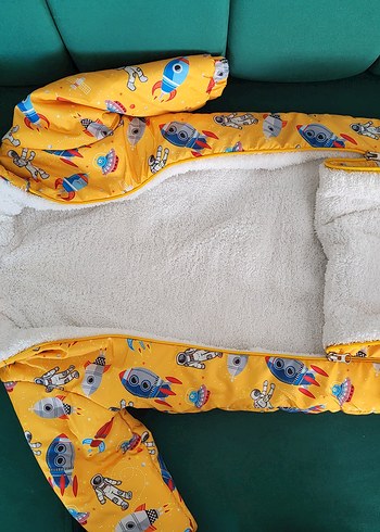 Renkli Desenli Fermuarlı Bebek Tulumu