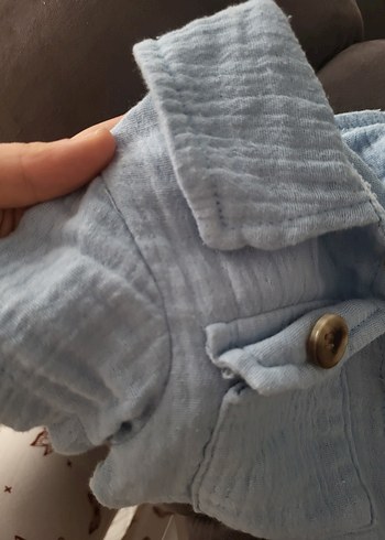 mavi müslin Kısa Kollu Bebek Tulumu - Görsel 3