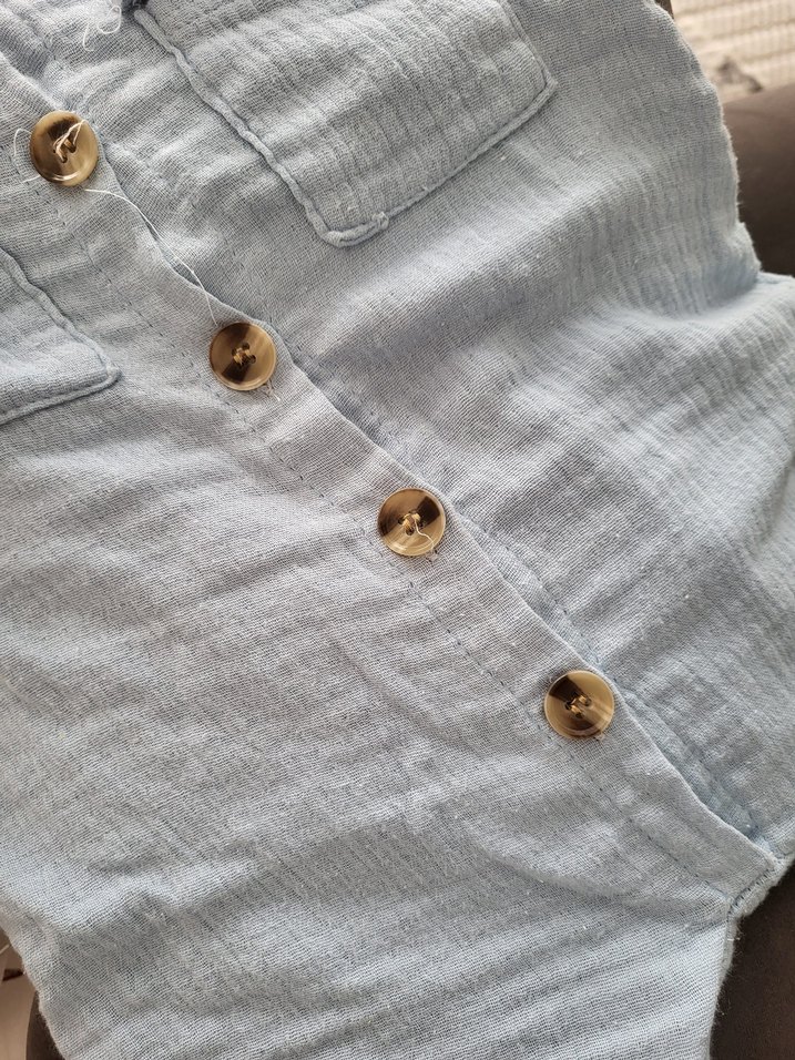 mavi müslin Kısa Kollu Bebek Tulumu - Görsel 4