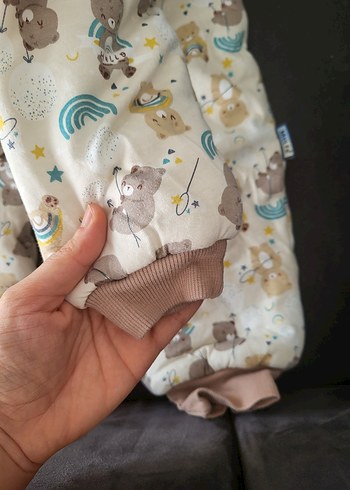 Gri ayıcık desenli bebek 1.5 tog uyku tulumu - Görsel 3