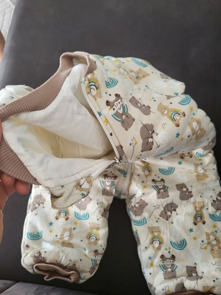 Gri ayıcık desenli bebek 1.5 tog uyku tulumu - Görsel 2