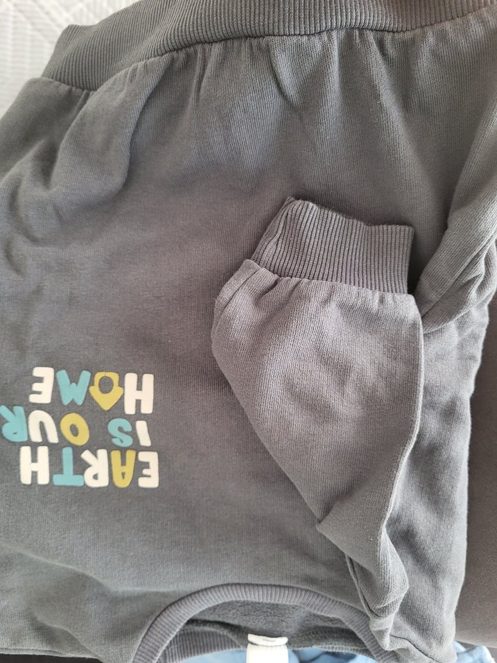 Gri Erkek Çocuk Sweatshirt Velcro Detaylı - Görsel 3