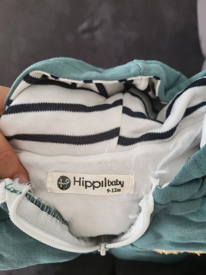 Düğmeli Gri Baskılı bebek Sweatshirtü - Görsel 2