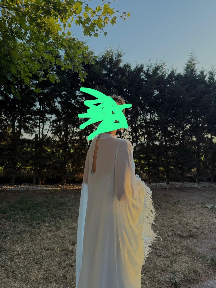 Straplez Uzun Drapeli Kadın Elbise - Görsel 3