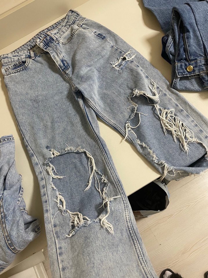 Lacivert Laced Rahat Kesim Kadın Jean - Görsel 2